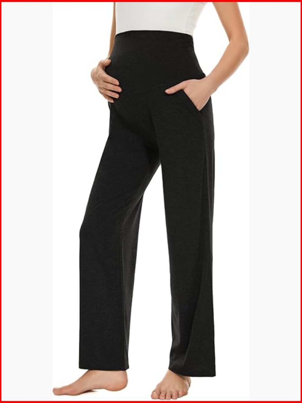 Maternity Palazzo Pants Stretch High Rise Pockets Lounge Comfy